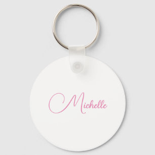 Professional modern handwriting name pink white keychain