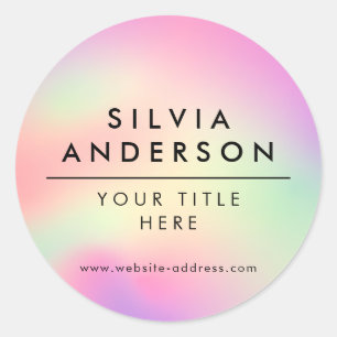 Professional Modern Holographic Pastel Rainbow Classic Round Sticker