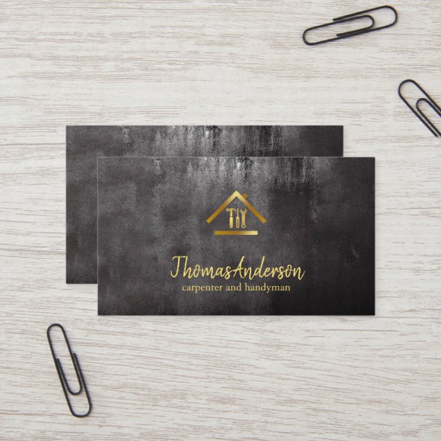Professional Modern Home Repair Handyman Business Card (Front/Back In Situ)