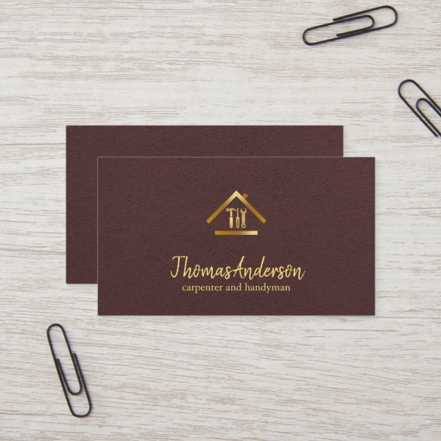 Professional Modern Home Repair Handyman Business Card (Front/Back In Situ)