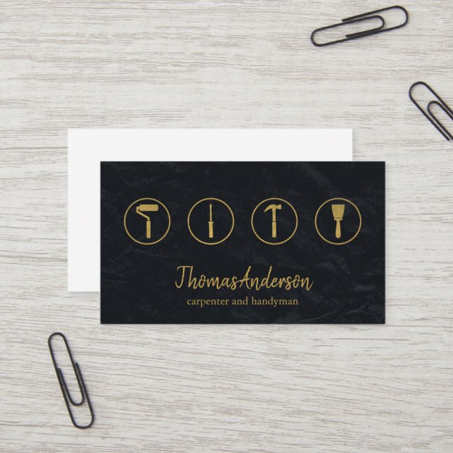 Professional Modern Home Repair Handyman Business Card (Front/Back In Situ)