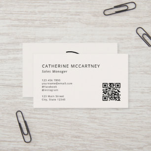 Professional Modern Logo QR Code Ivory Business Card