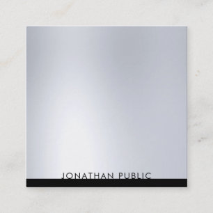 Professional Modern Luxurious Plain Elegant Silver Square Business Card