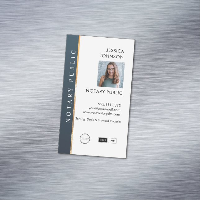 Professional modern minimal add logo Notary  Magnetic Business Card (In Situ)