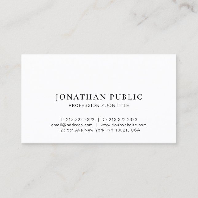 Professional Modern Minimal Elegant Semi-Gloss Business Card (Front)