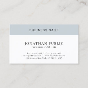 Professional Modern Minimal Elegant White & Silver Business Card