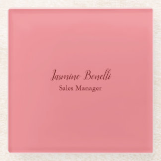 Professional Modern Minimalist Add Name Personal Glass Coaster