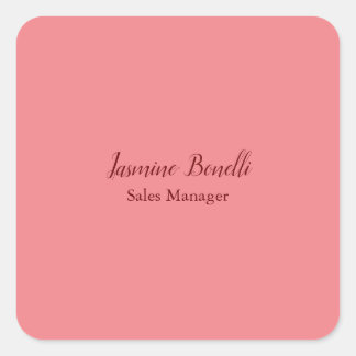 Professional Modern Minimalist Add Name Personal Square Sticker