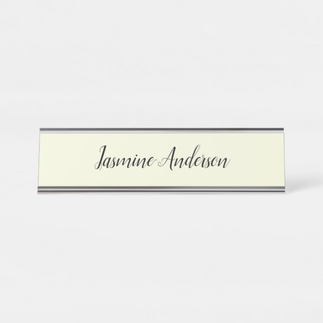 Professional Modern Minimalist Beige Colour Desk Name Plate (Front)