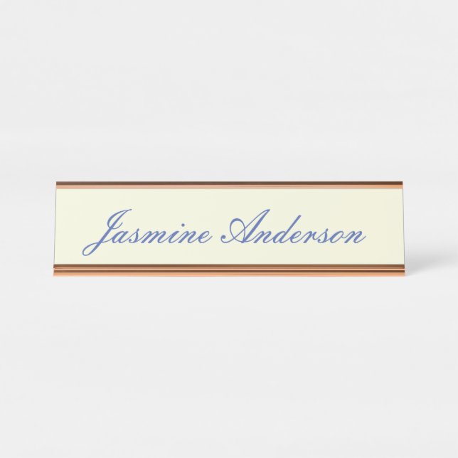 Professional Modern Minimalist Beige Colour Desk Name Plate (Front)