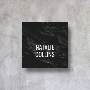 Professional Modern Minimalist Black Wave Square Business Card
