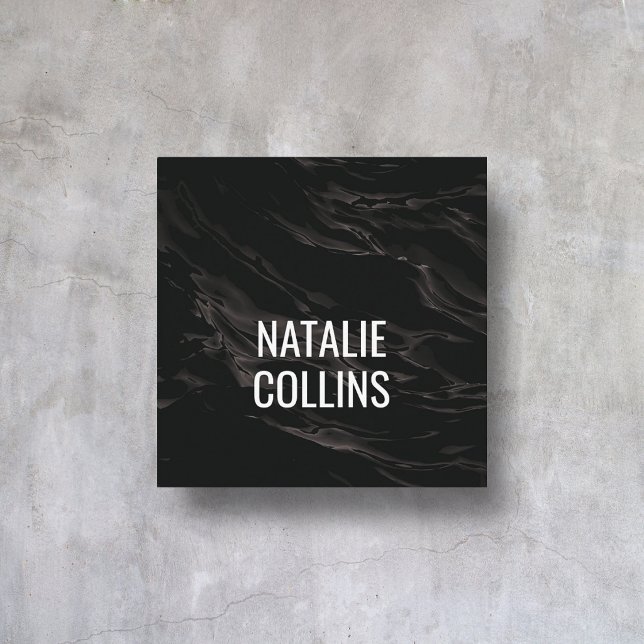 Professional Modern Minimalist Black Wave Square  Business Card (Creator Uploaded)