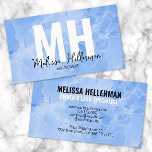 Professional Modern Minimalist Blue Monogram Business Card