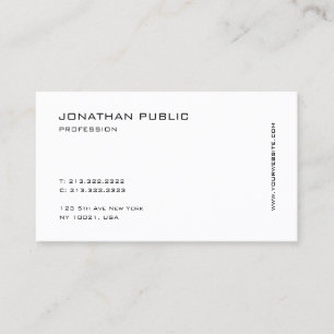 Professional Modern Minimalist  Chic White Simple Business Card