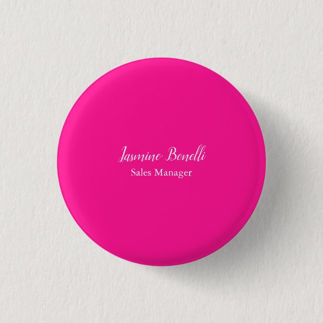 Professional Modern Minimalist Deep Pink 1 Inch Round Button (Front)
