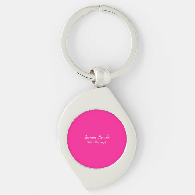 Professional Modern Minimalist Deep Pink Keychain (Front)