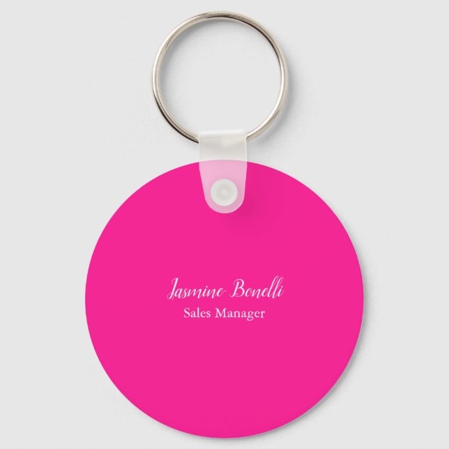 Professional Modern Minimalist Deep Pink Keychain (Front)