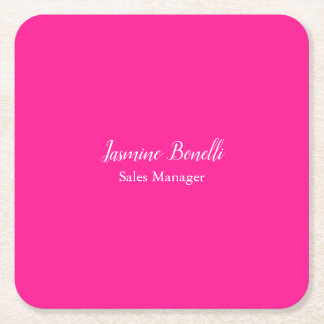Professional Modern Minimalist Deep Pink Square Paper Coaster