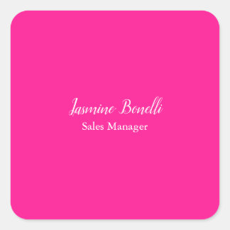 Professional Modern Minimalist Deep Pink Square Sticker
