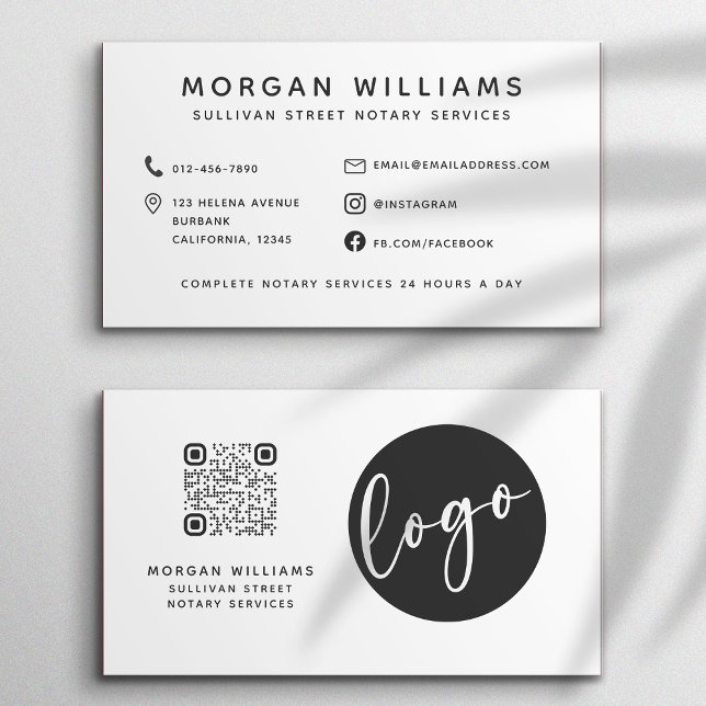 Professional Modern Minimalist Logo Qr Code Business Card (Creator Uploaded)