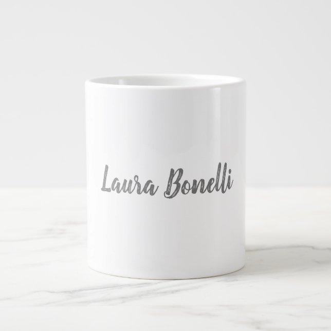Professional Modern Minimalist Name Calligraphy Large Coffee Mug (Front)
