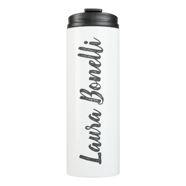 Professional Modern Minimalist Name Calligraphy Thermal Tumbler (Front)