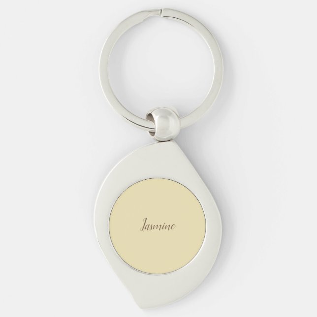 Professional Modern Minimalist Pastel Beige Colour Keychain (Front)