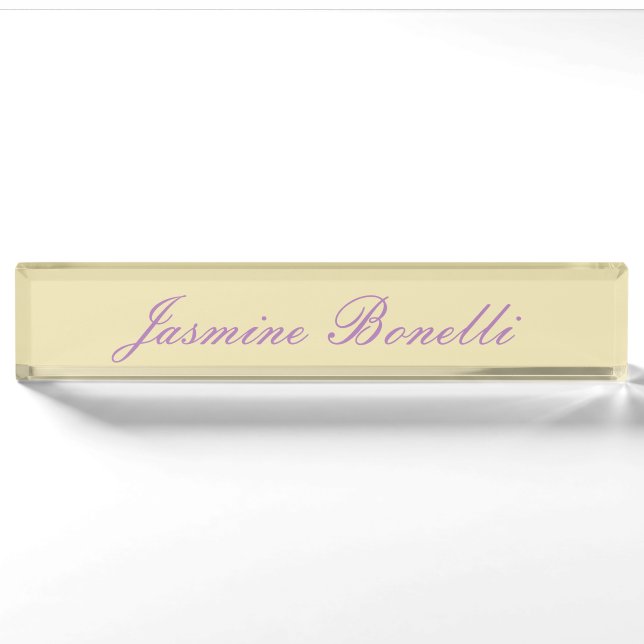 Professional Modern Minimalist Pastel Beige Colour Nameplate (Front)