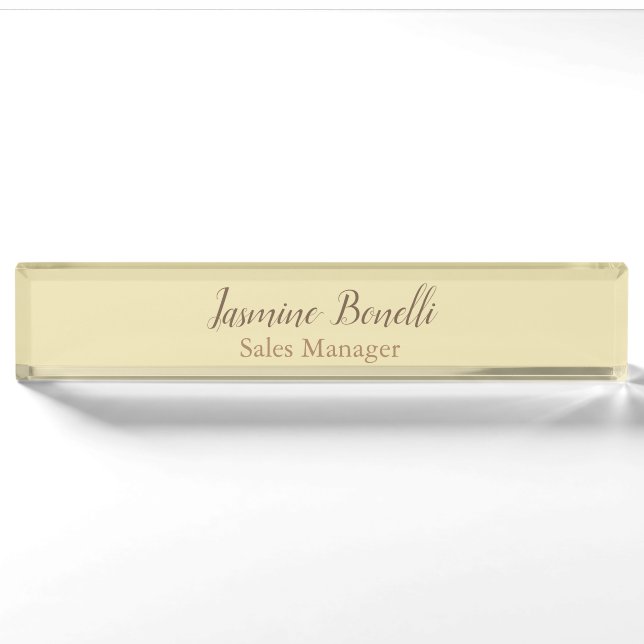 Professional Modern Minimalist Pastel Beige Colour Nameplate (Front)