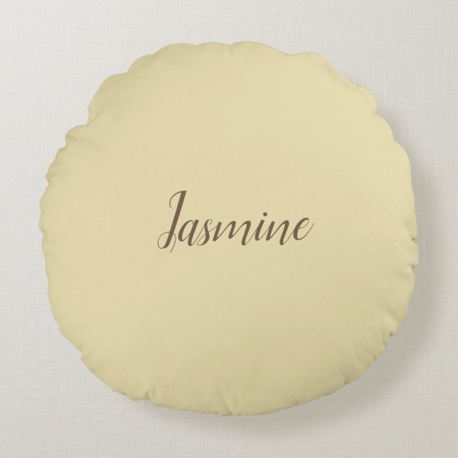 Professional Modern Minimalist Pastel Beige Colour Round Pillow (Front)
