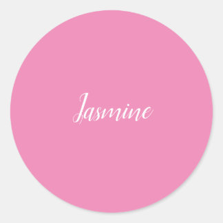 Professional Modern Minimalist Pink Classic Round Sticker