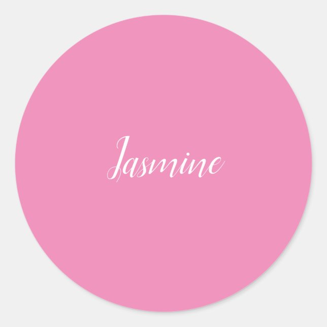 Professional Modern Minimalist Pink Classic Round Sticker (Front)