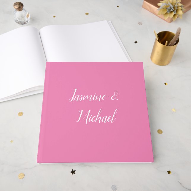 Professional Modern Minimalist Pink Colour Guest Book (Front Open)