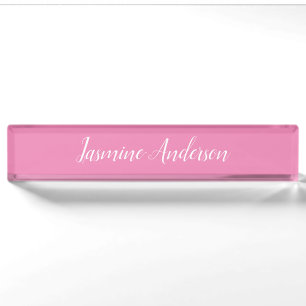 Professional Modern Minimalist Pink Nameplate
