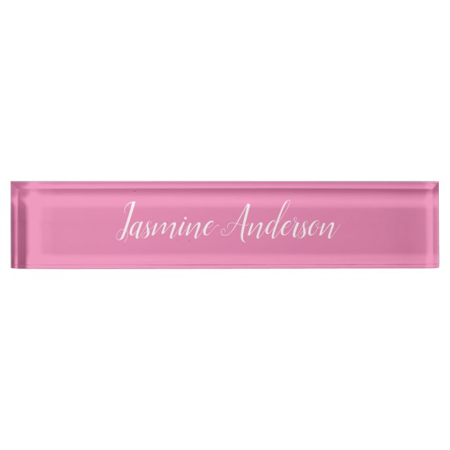 Professional Modern Minimalist Pink Nameplate (Front)