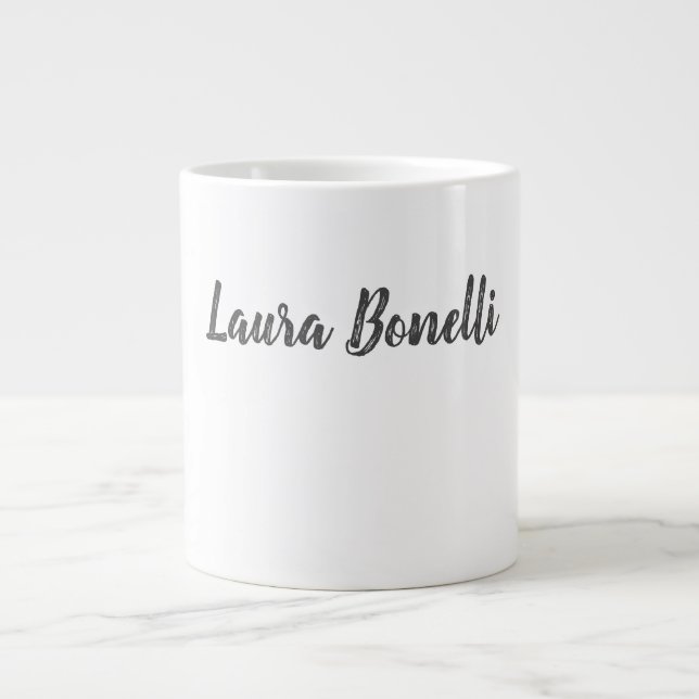 Professional Modern Minimalist Plain Add Name Large Coffee Mug (Front)
