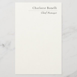 Professional Modern Minimalist Plain Black & White Stationery