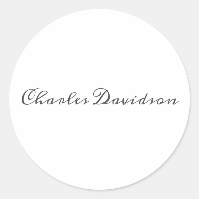 Professional Modern Minimalist Plain Calligraphy Classic Round Sticker (Front)