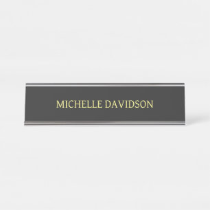 Professional Modern Minimalist Plain Grey Desk Name Plate