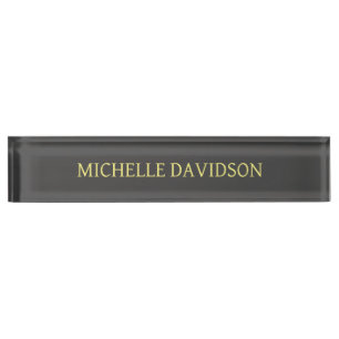 Professional Modern Minimalist Plain Grey Nameplate