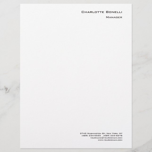Professional Modern Minimalist Plain Letterhead (Front)