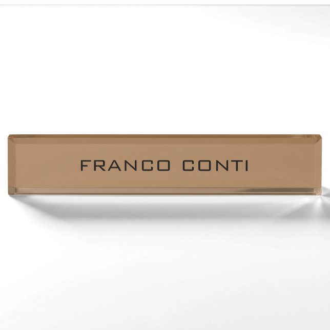 Professional Modern Minimalist Plain Light Brown Nameplate (Front)