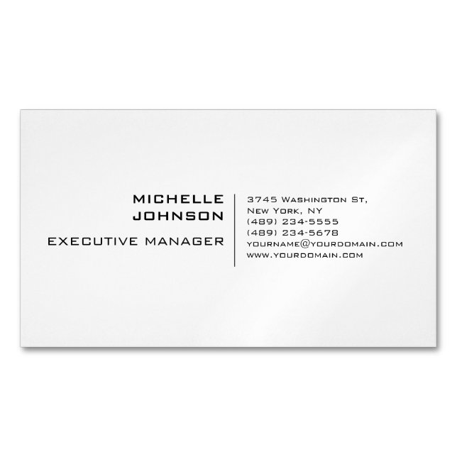 Professional Modern Minimalist Plain Magnetic Business Card (Front)