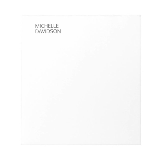 Professional Modern Minimalist Plain Name Notepad (Front)
