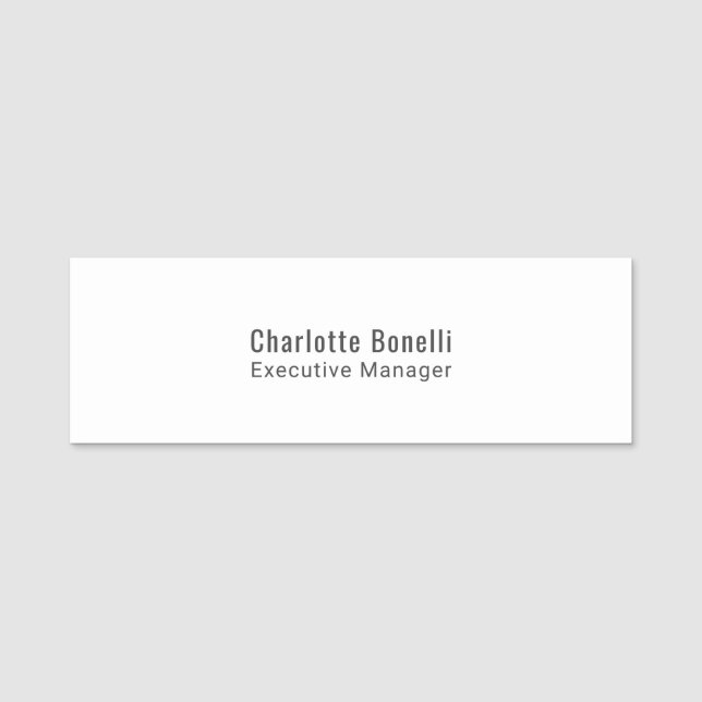 Professional Modern Minimalist Plain  Name Tag (Front)
