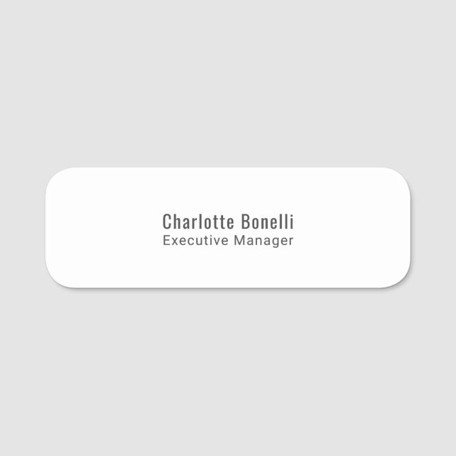 Professional Modern Minimalist Plain  Name Tag (Front)