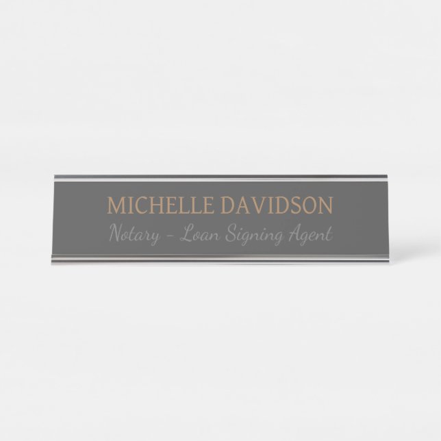 Professional Modern Minimalist Plain Notary Desk Name Plate (Front)
