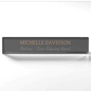 Professional Modern Minimalist Plain Notary Nameplate