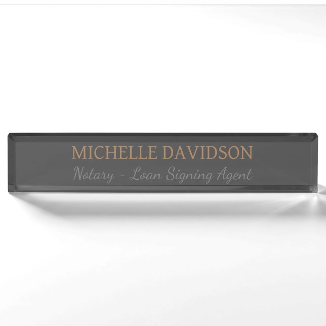 Professional Modern Minimalist Plain Notary Nameplate (Front)