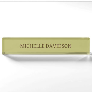 Professional Modern Minimalist Plain Olive Green Nameplate